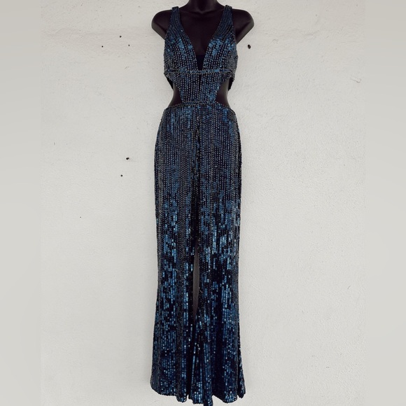 Sherri Hill Jumpsuit Size 2 | Navy Sequined - Picture 12 of 15